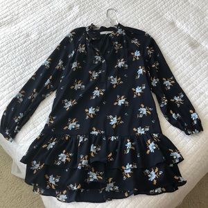 Loft Navy Ruffle Dress